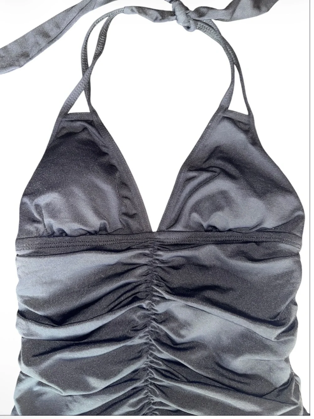 L*Space Black Ruched Halter One Piece Swimsuit Size 4 Made in USA